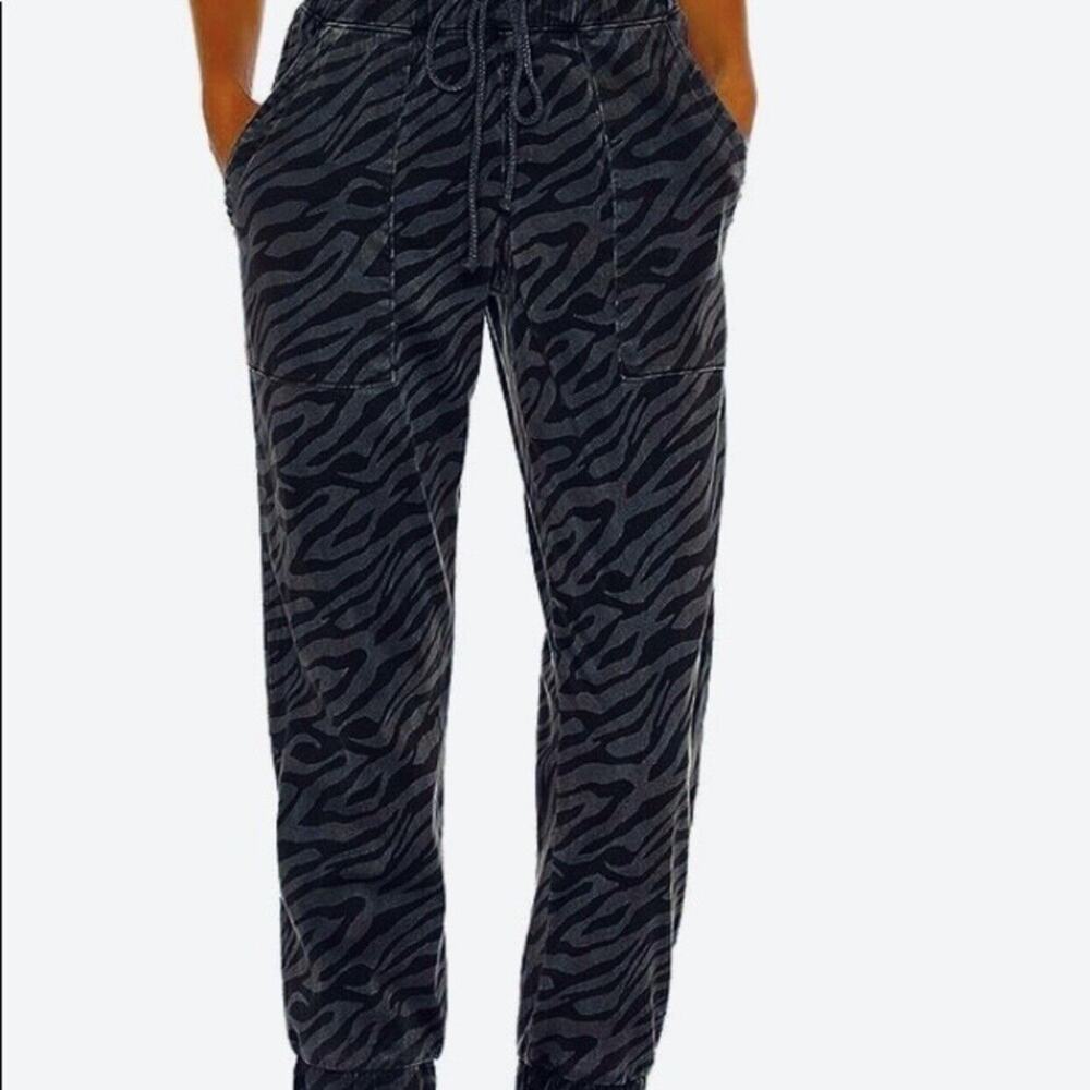 Bella Dahl Black Blue Zebra Print Jogger Pant Size XS NWOT